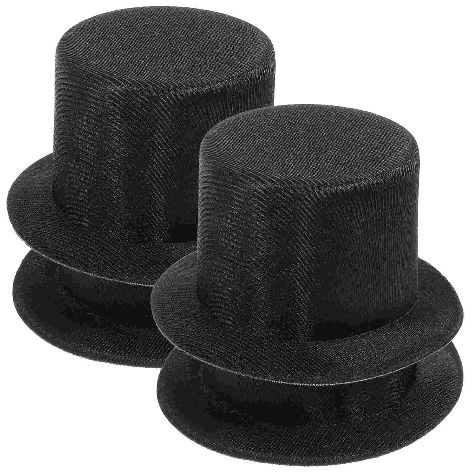 

4 Pcs Mini Hat Snowman Cap Top Crafts Cylinder Christmas Small Cloth Decorative