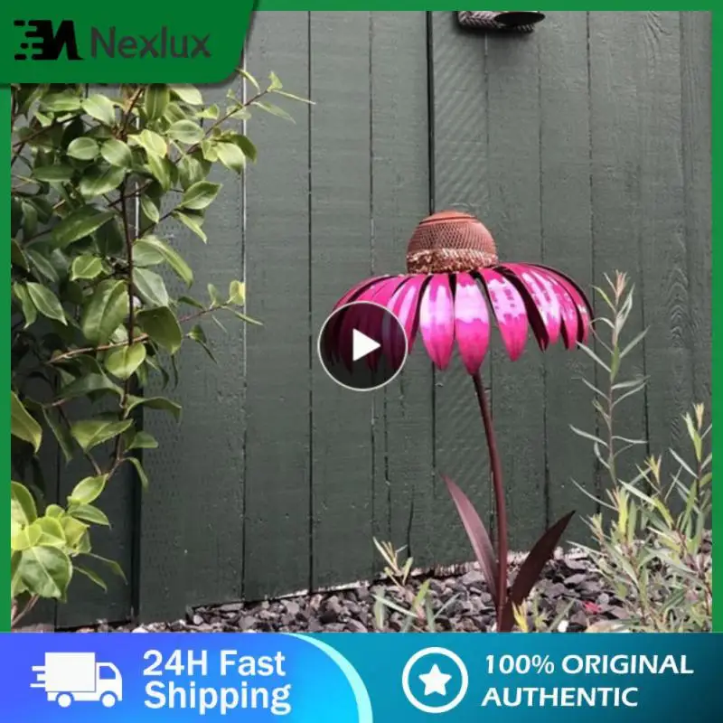 

5/8/10PCS Pink Coneflower Garden Decoration Coneflower Bird Feeder Metal Flower Shaped Bird Feeder Bottle Outdoor
