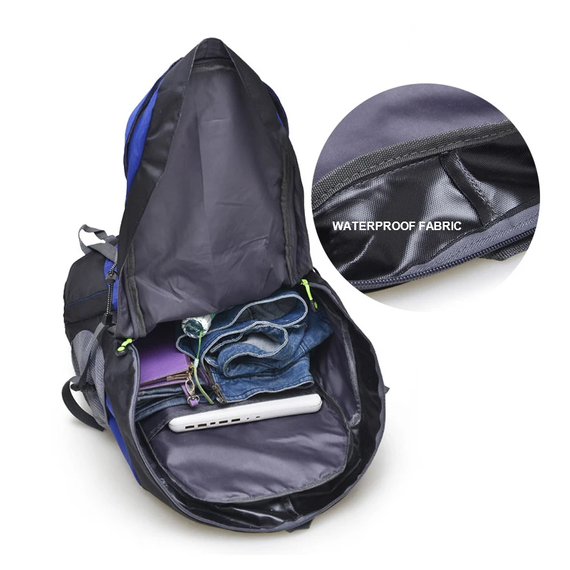 50L Large Capacity Foldable Backpack Waterproof 20 Kg Load Bearing Bag S-shaped Shoulder Straps Breathable Abrasion Camping Bag