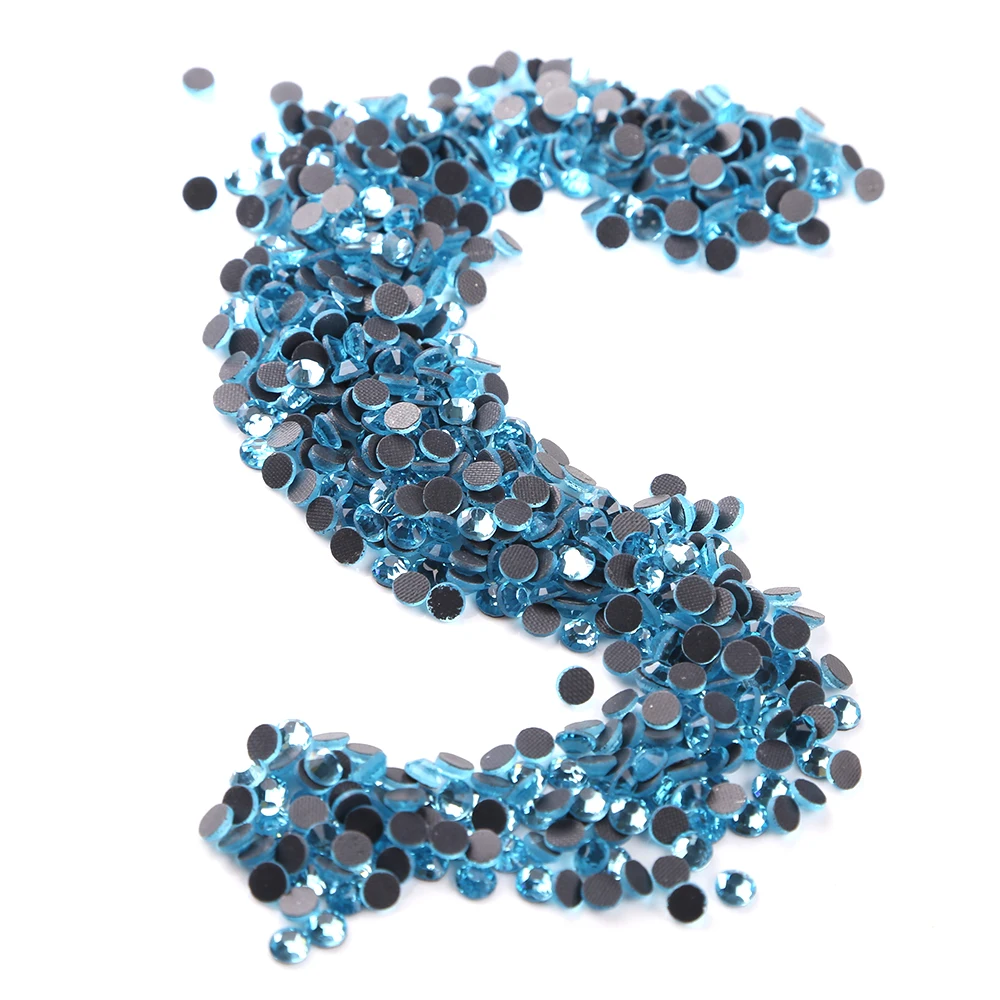 

Aquamarine DMC Hotfix Stones Hot Fix Rhinestone Glitter Crystal Strass Iron On diamantes For Garment Clothing envios gratis
