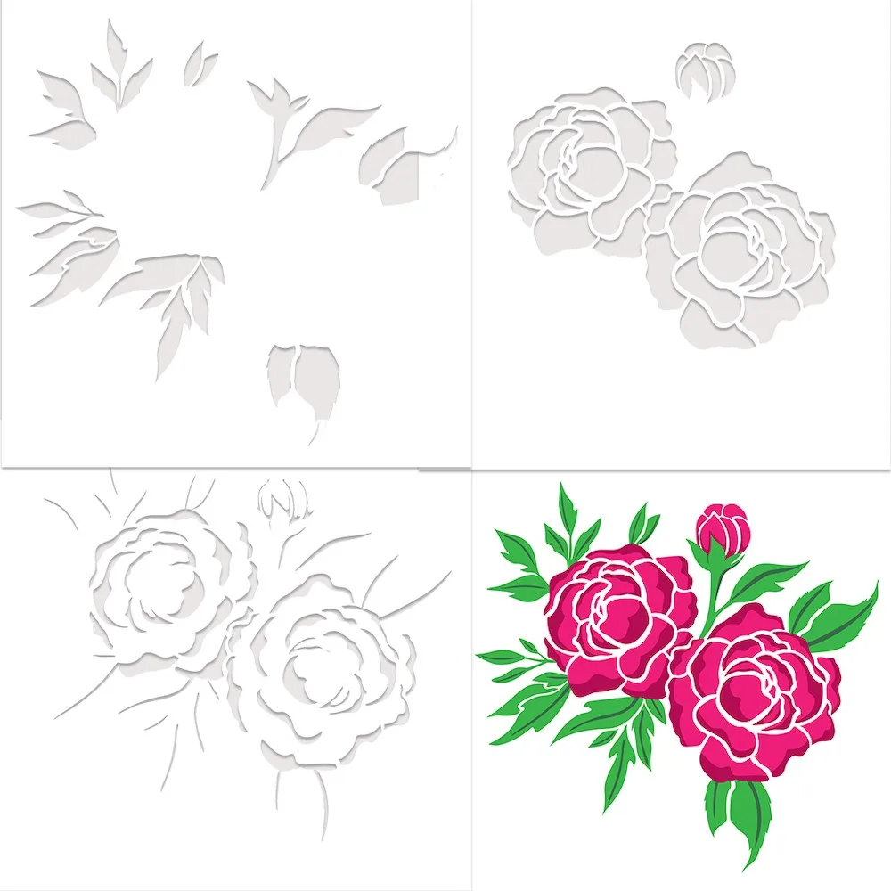 

2022 Spring Peony Floral Patterns Layering Stencil Diy Craft Paper Greeting Card Scrapbooking Coloring Kids Fun Drawing Molds