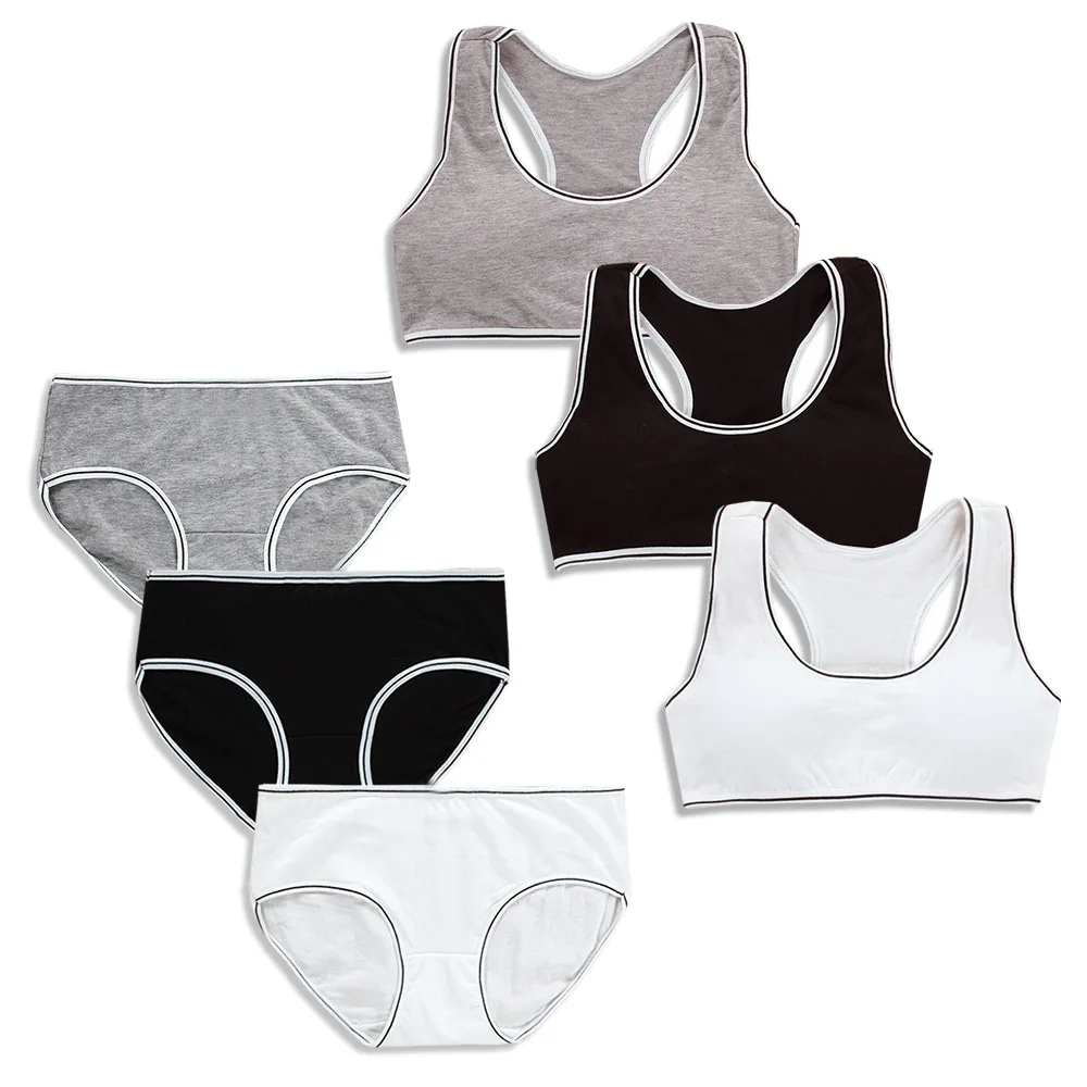 

Kids Bras for Puberty Girls Free Size Sports Bra Set Pure Color Soft Underpants Set Young Girl Training Bra Underwear Clothing