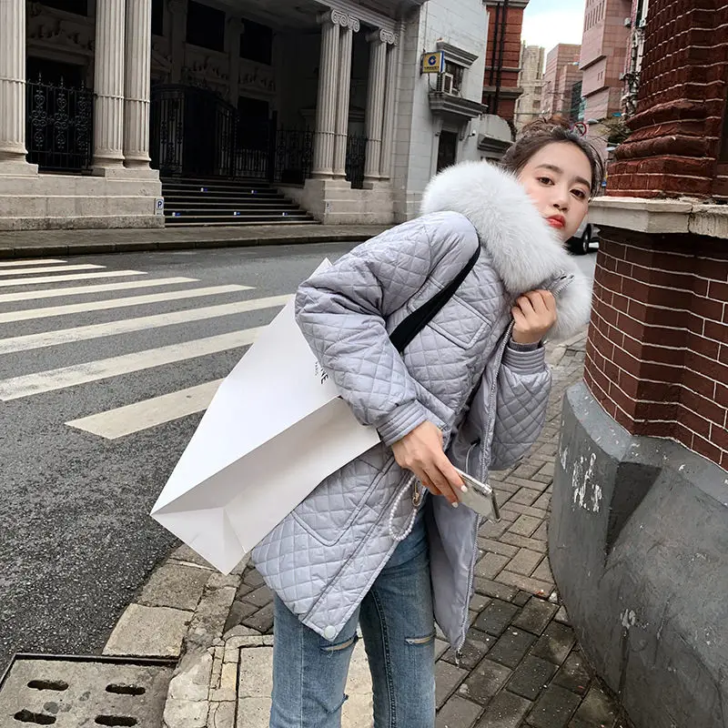 Winter Women Down Parkas 90% White Duck Down Coat Medium Long Large Fox Fur Hooded Jacket Warm Thickness Snow Coats Outwear 2021