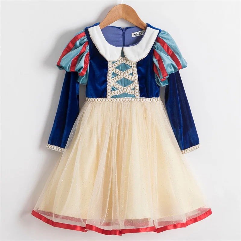 Halloween Princess Dress For Girls Mesh Puff Full Sleeve Cosplay Costume Children Carnival Party Dress Up Kids Cloth