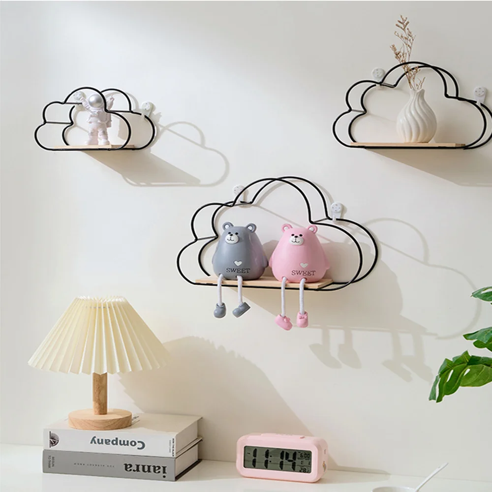 

Metal Storage Rack Wall Mount High Quality Shelf Home Decor Multifunctional Storage Holder Cloud Shape Storage Organizer