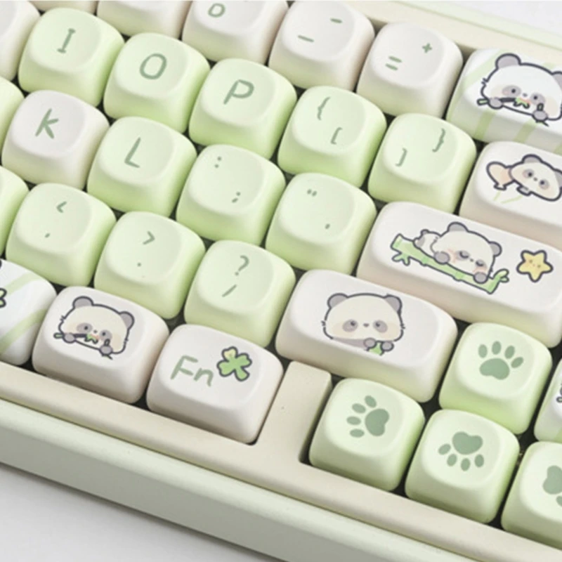 Механические колпачки для клавиш PBT 137 молочно-зеленая тема панды MOA Прямая
