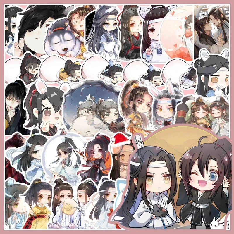 

138 PCS Mo Dao Zu Shi Lan Wangji Wei Wuxian Cartoon Stickers Grandmaster of Demonic Cultivation Cute Anime Sticker Decoration