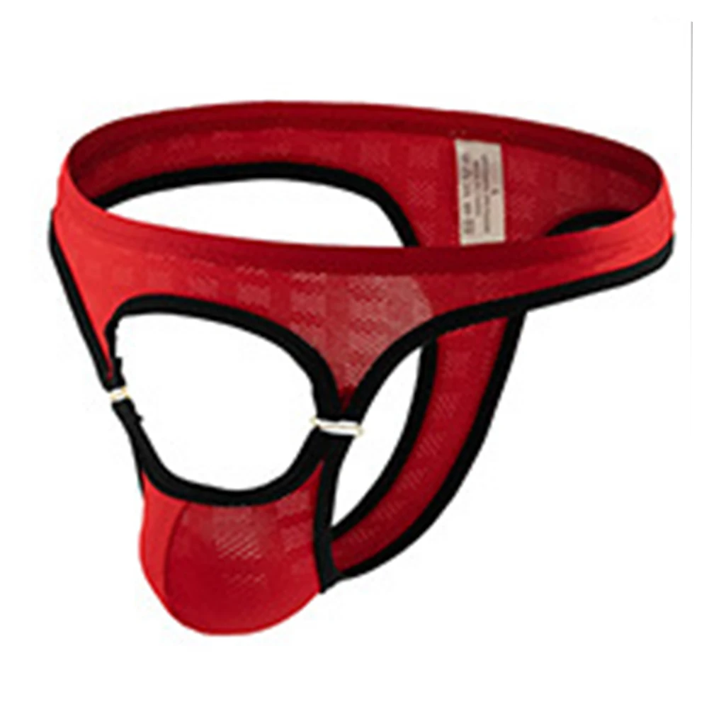 

Sexy Men's Briefs Hole Panties Breathable Metal Open Pouch Thong Youth Fashion Hollow Male Elastic Underwear Sleepwear 2023