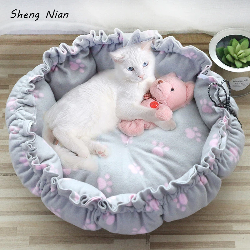 

Зимняя мягкая теплая кровать для домашних животных, регулируемый коврик для собаки, спальная корзина для кошек, маленьких собак, гнездо для ...