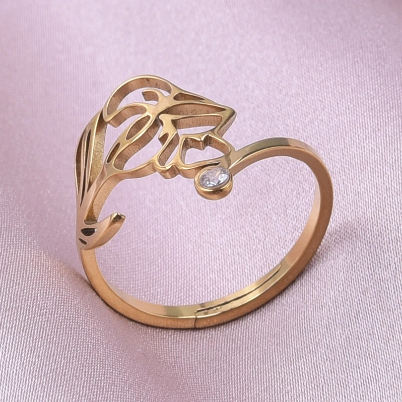

February Flower Iris Jewelry Fashion Rings For Women Accessories Girl Finger Supplies No Fade Stainless Steel Ring Best Anillos