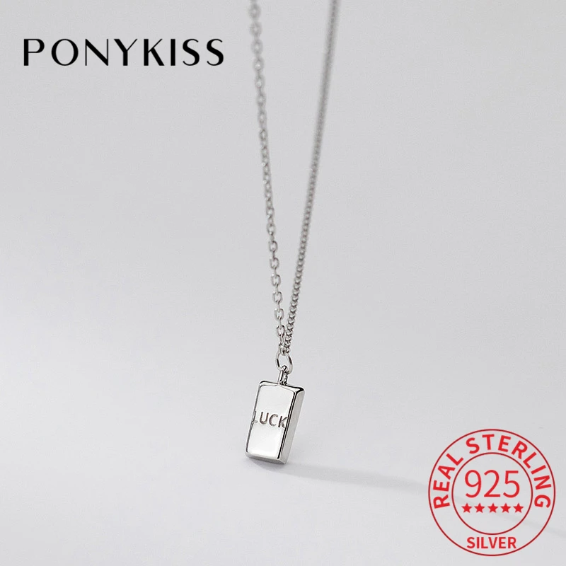 

Ожерелье-чокер PONYKISS из настоящего серебра 925 пробы с квадратной цепочкой для женщин, классическое изящное минималистичное ювелирное изделие геометрической формы