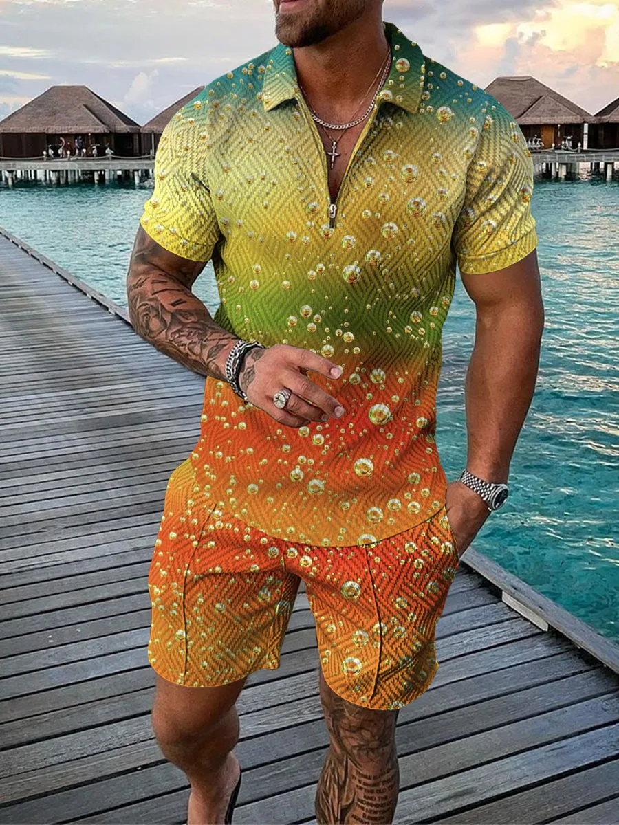 Summer Men's Short Sleeve Suit Personalized 3d Print Casual Fashion Outdoor Sports 2 Piece Loose Size XXS-6XL Beach Wear