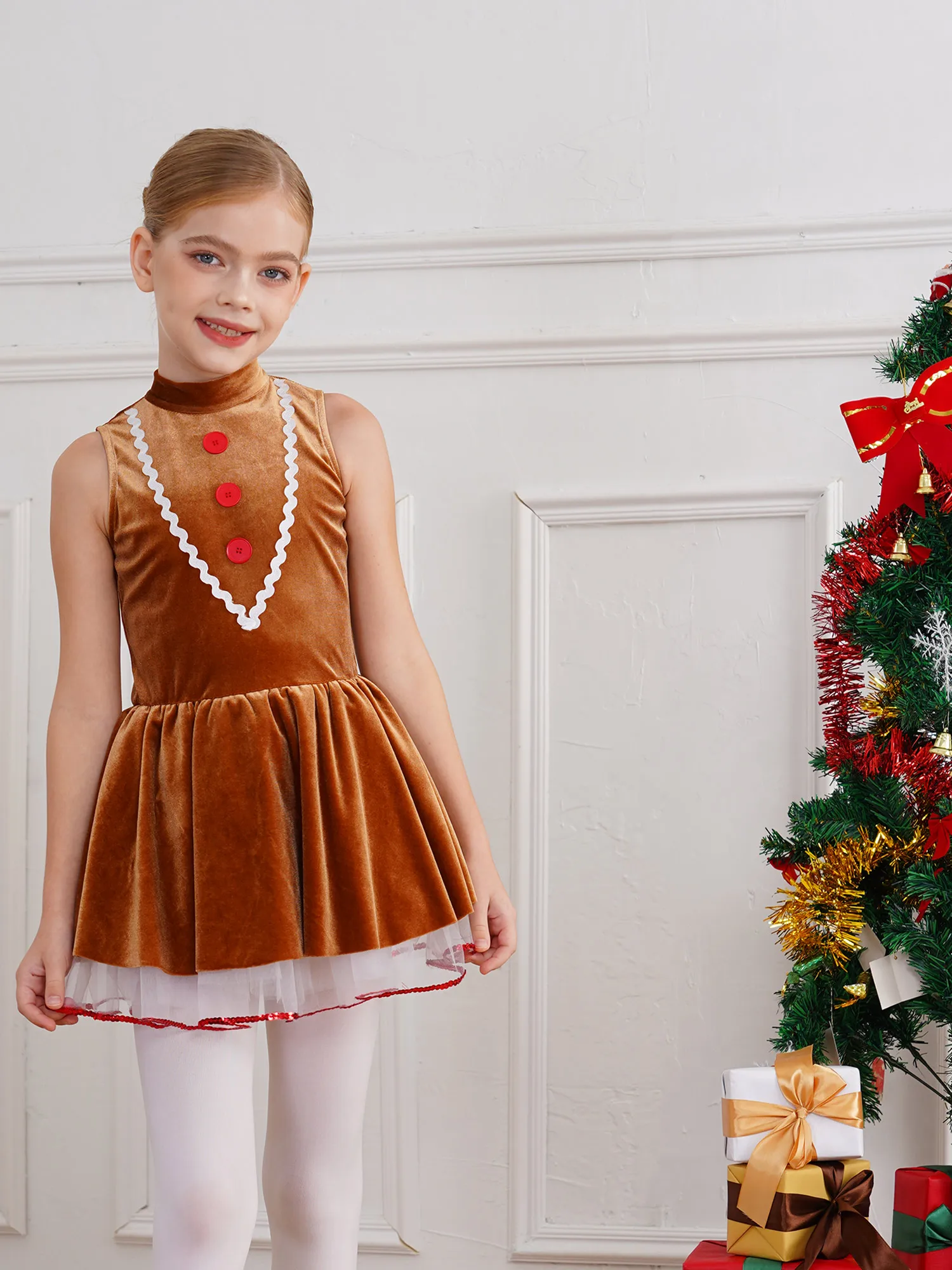 Рождественский костюм пряничного человечка для девочек рождественское