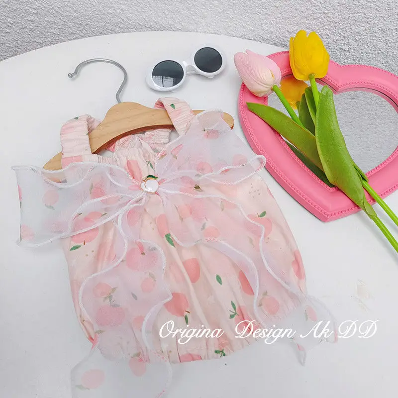 

Suspender Juicy Peach Vest for Pet Dog Clothes Dog Clothing Cat Small Gauze Bowknot Cute Summer Girl Chihuahua Pet Products 2022