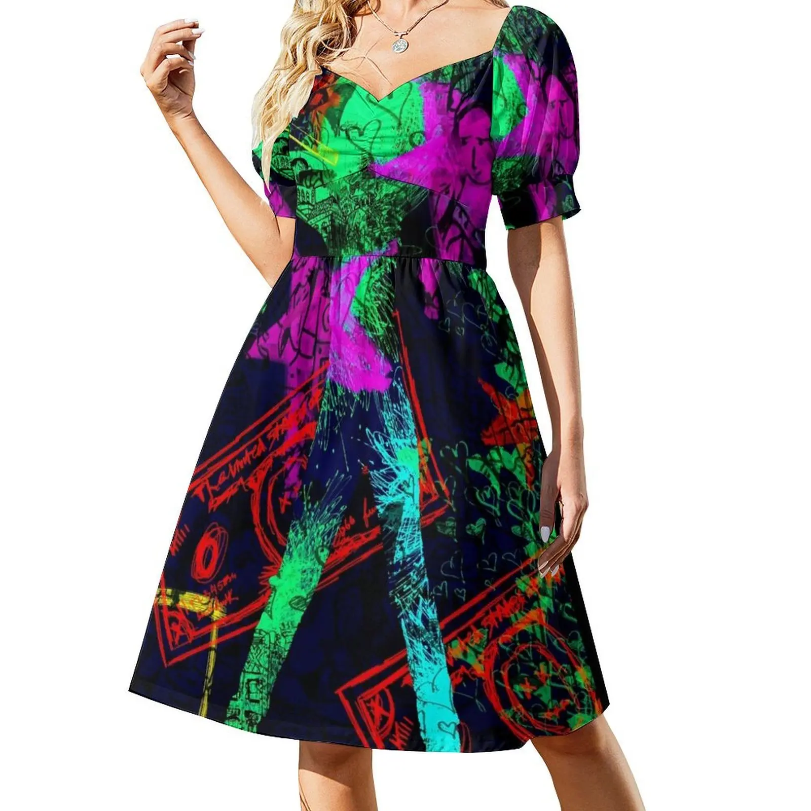 Neo Pop Art Blacklight платье из полиэстера