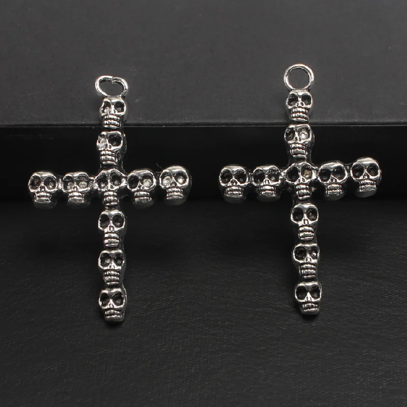 

8pcs Silver Plated Punk 10 Skull Crosses Alloy Pendant DIY Charms Earrings Necklace Jewelry Crafts Metal Accessories P1423