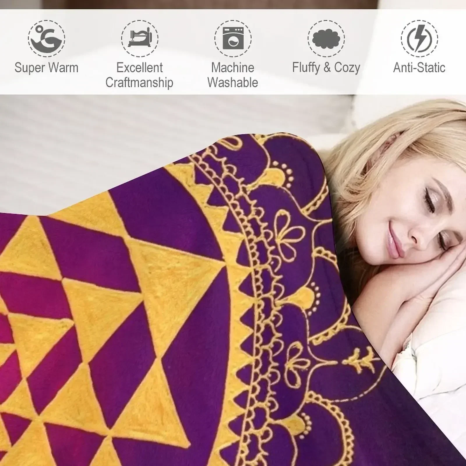 Одеяло с сакральной геометрией Шри Янтра Свободные тонкие одеяла