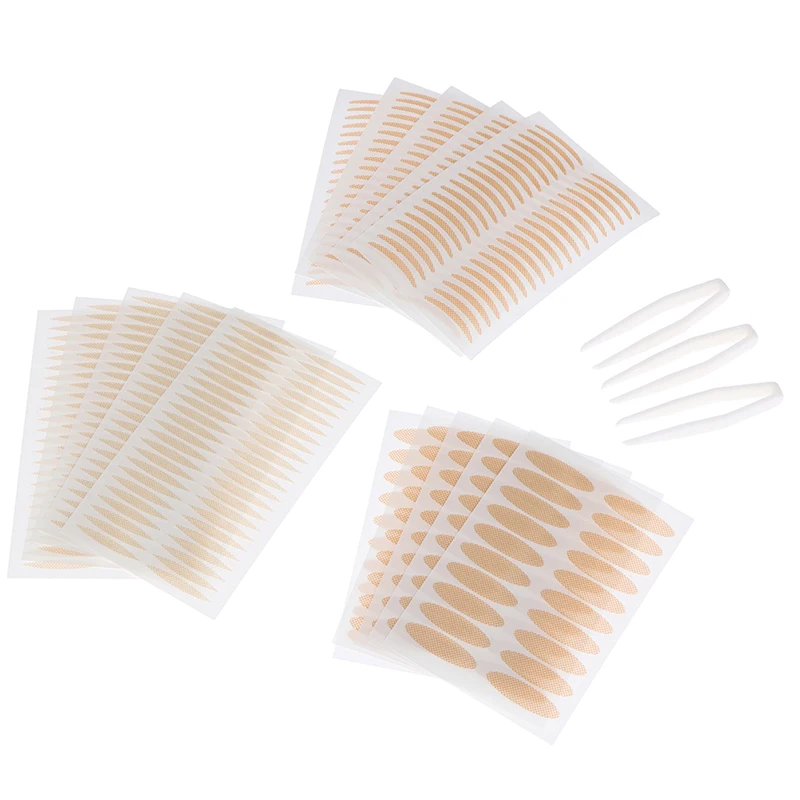 Невидимые полоски для поднятия двойных век из сетчатого кружева с клеевым слоем на 200 штук с пинцетом и самоклеящейся лентой.