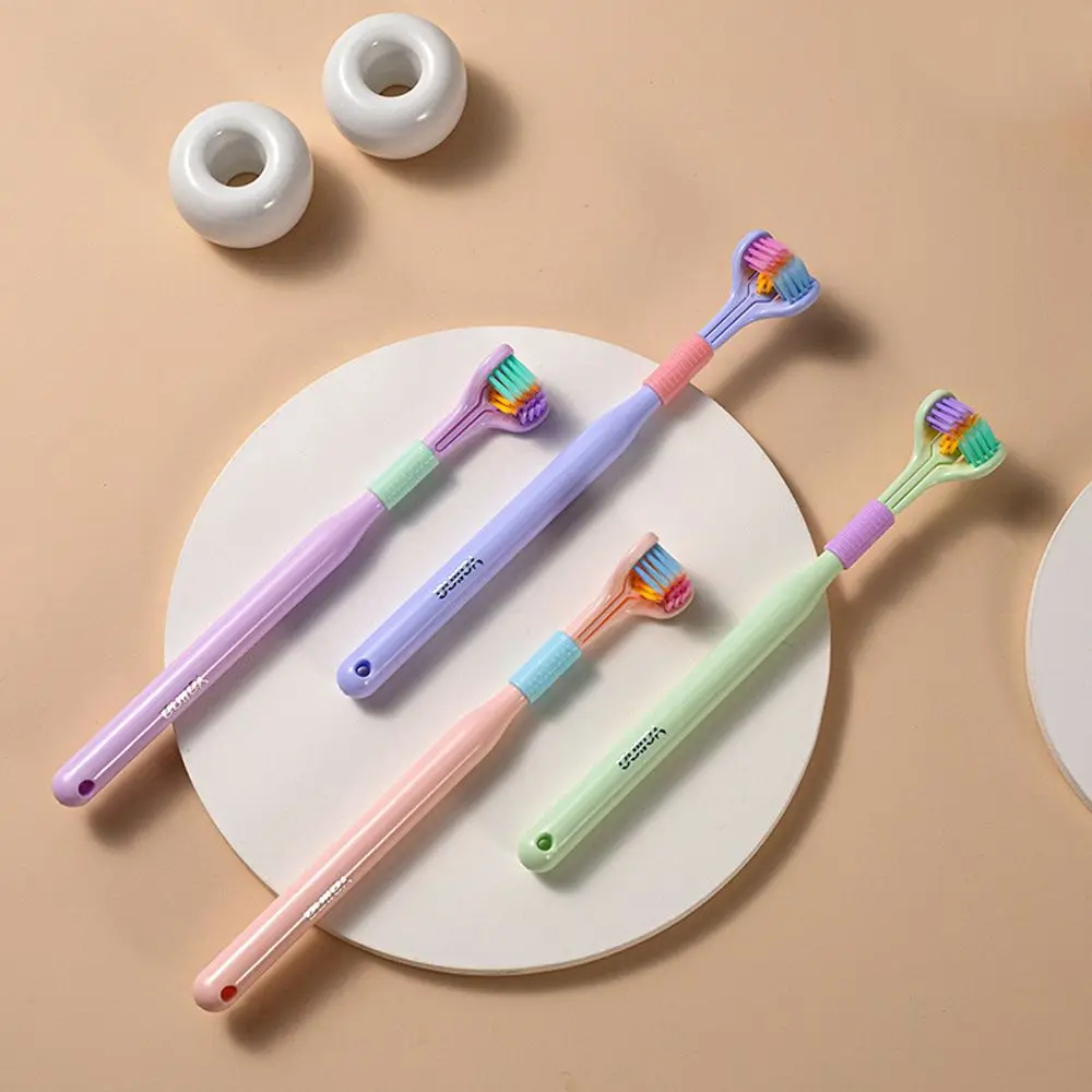 

1 Pc Kawaii Candy Color Oral Care Brush Ultra Fine Soft Bristle Deep Cleaning Adult Tooth Brush Portable Three Sided Toothbrush