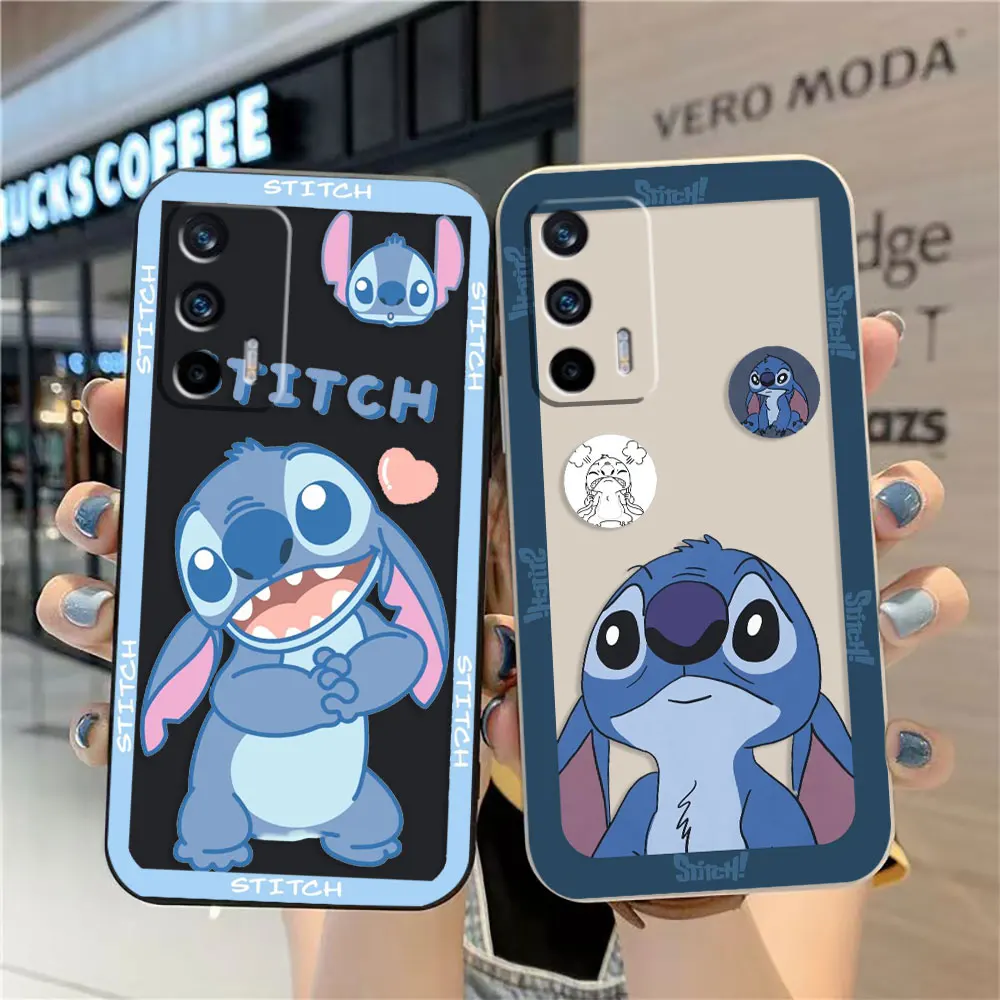 

Case For OPPO Realme 10 9 8 8I 7 7I 6 5 C21 GT NEO 2 3 5 V11 V13 Colour Simple Liquid Silicone Case Lilo And Baby Stitch