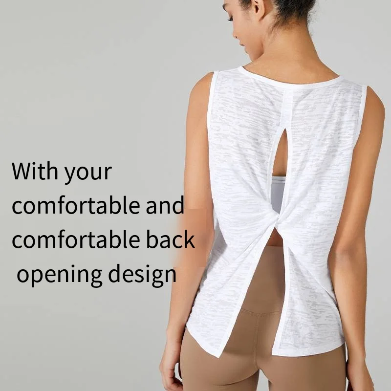 Summer Women Sport Vest Thin Loose Yoga Shirt Breathable Running Sleeveless T-shirt Forked Gym Workout Fitness Top Blouse Female