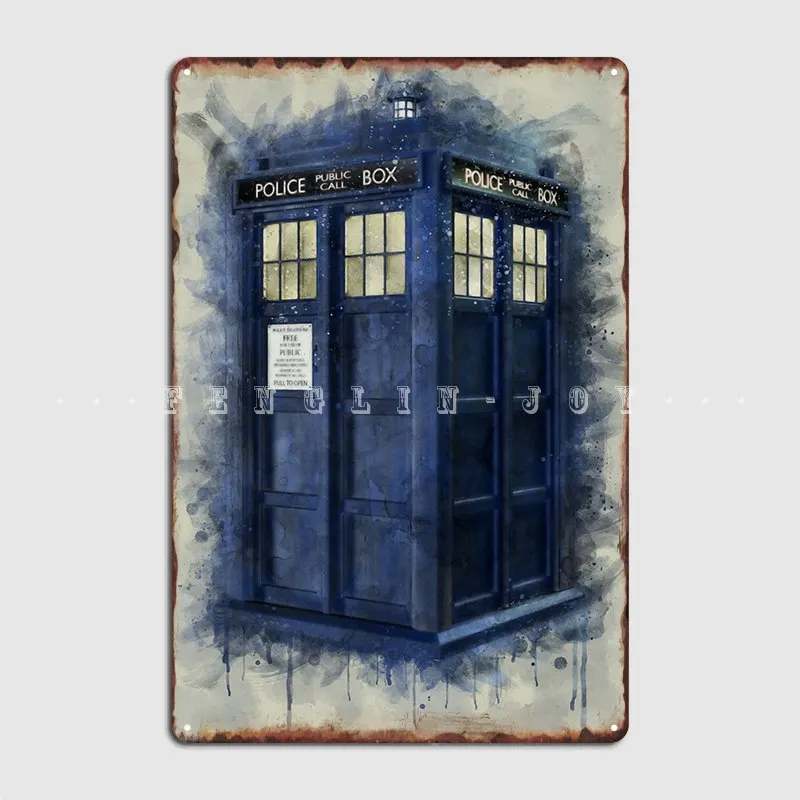 

Tardis Watercolor Metal Sign Pub Mural Painting Decor Vintage Tin Sign Poster