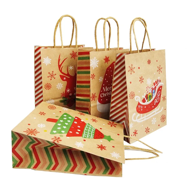 

12PCS Christmas Gift Bags Christmas Paper Bags Santa Claus Elk Bell Xmax Packaging for Kids Candy Gift Christmas Decoration 2023