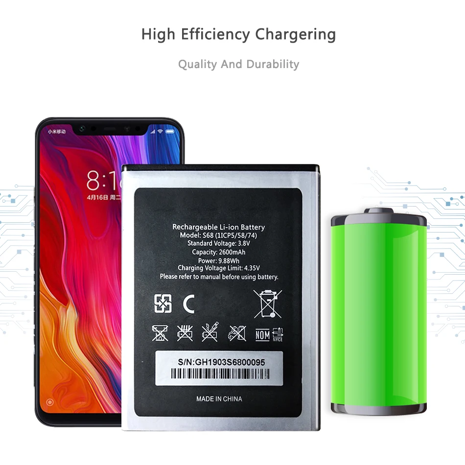 Высококачественный аккумулятор 2600 мАч C 16 C16 Pro для смартфона OUKITEL S68 / C16pro - купить