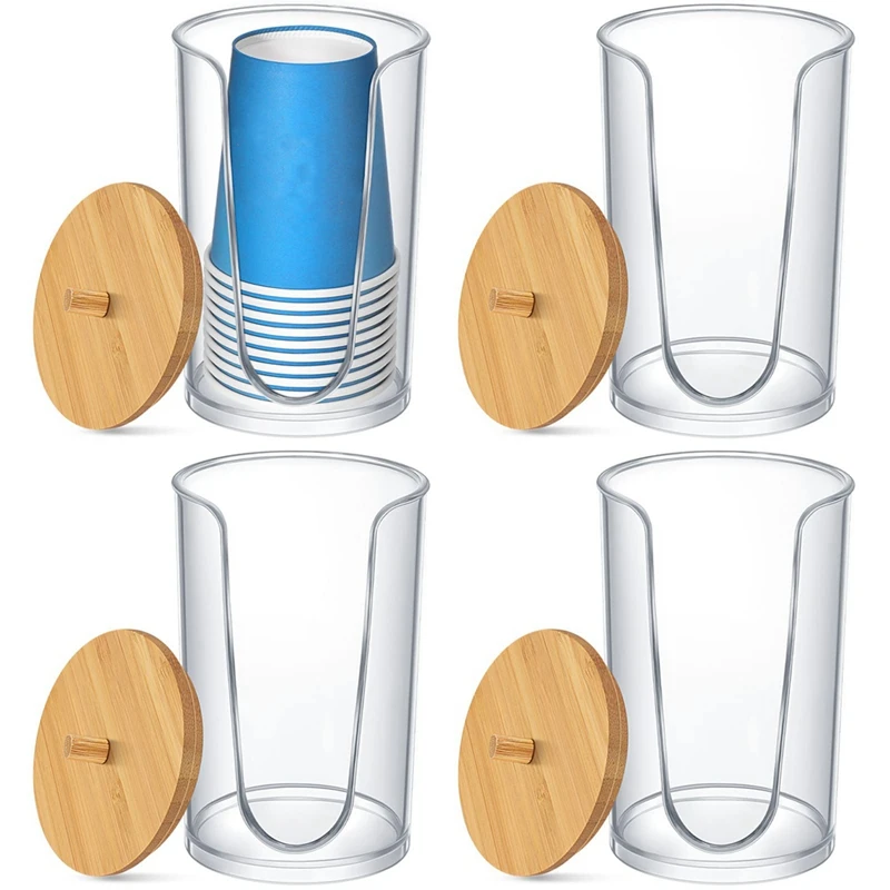 

Plastic Disposable Paper Cup Dispenser Storage Holder With Lid, Mouthwash Cups Dispenser Cup Holder For Bathroom