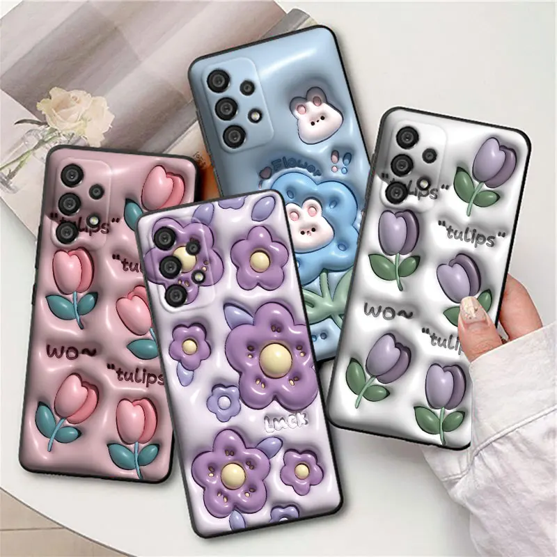 

Not 3D Fashion flower Phone Case For Samsung j8 j7 j2 Core M13 M33 M23 M52 M32 M22 M31S M31 M21 M20 M10 Black Cover