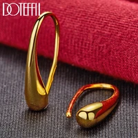 doteffil 24k gold water dropletsraindrops stud earrings for woman wedding engagement fashion party charm jewelry