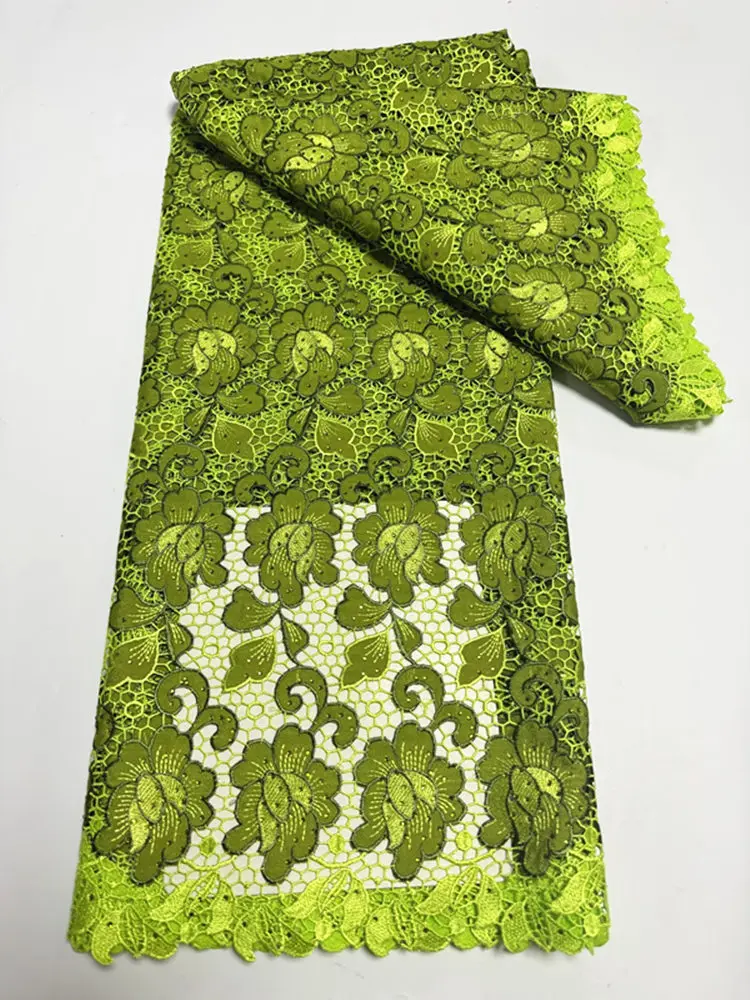 Водорастворимое кружево из полиэстера и хлопка LTSG32 зеленое