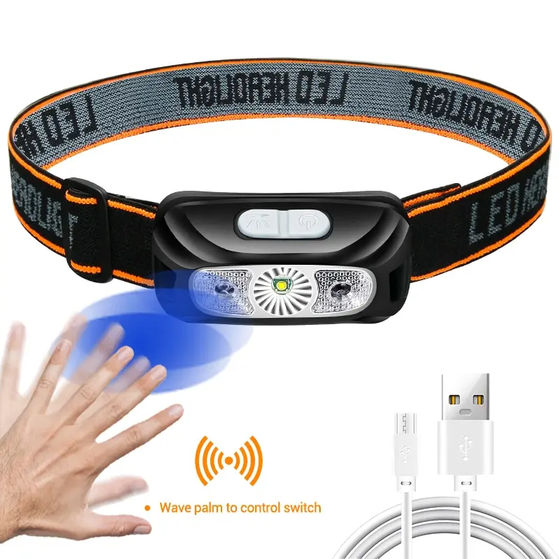 

Фонарь налобный Аккумуляторный с датчиком, USB