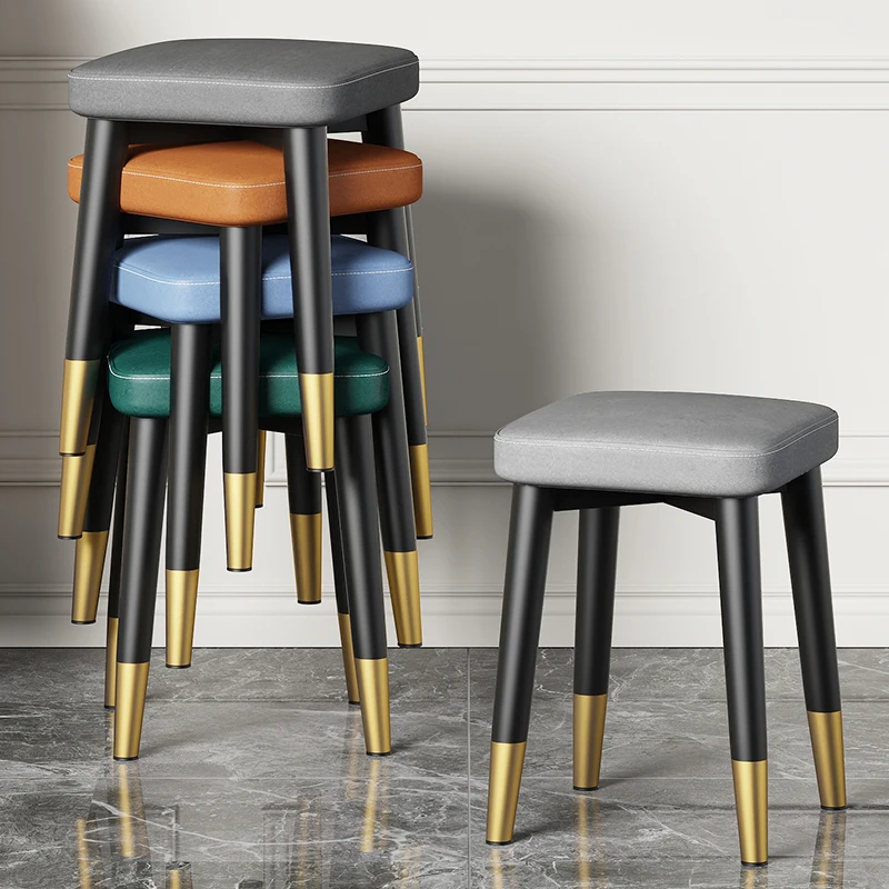 

Штабелируемый квадратный стул скамейка легкая роскошный обеденный стол круглый стул креативный маленький низкий стул для гостиной соврем...