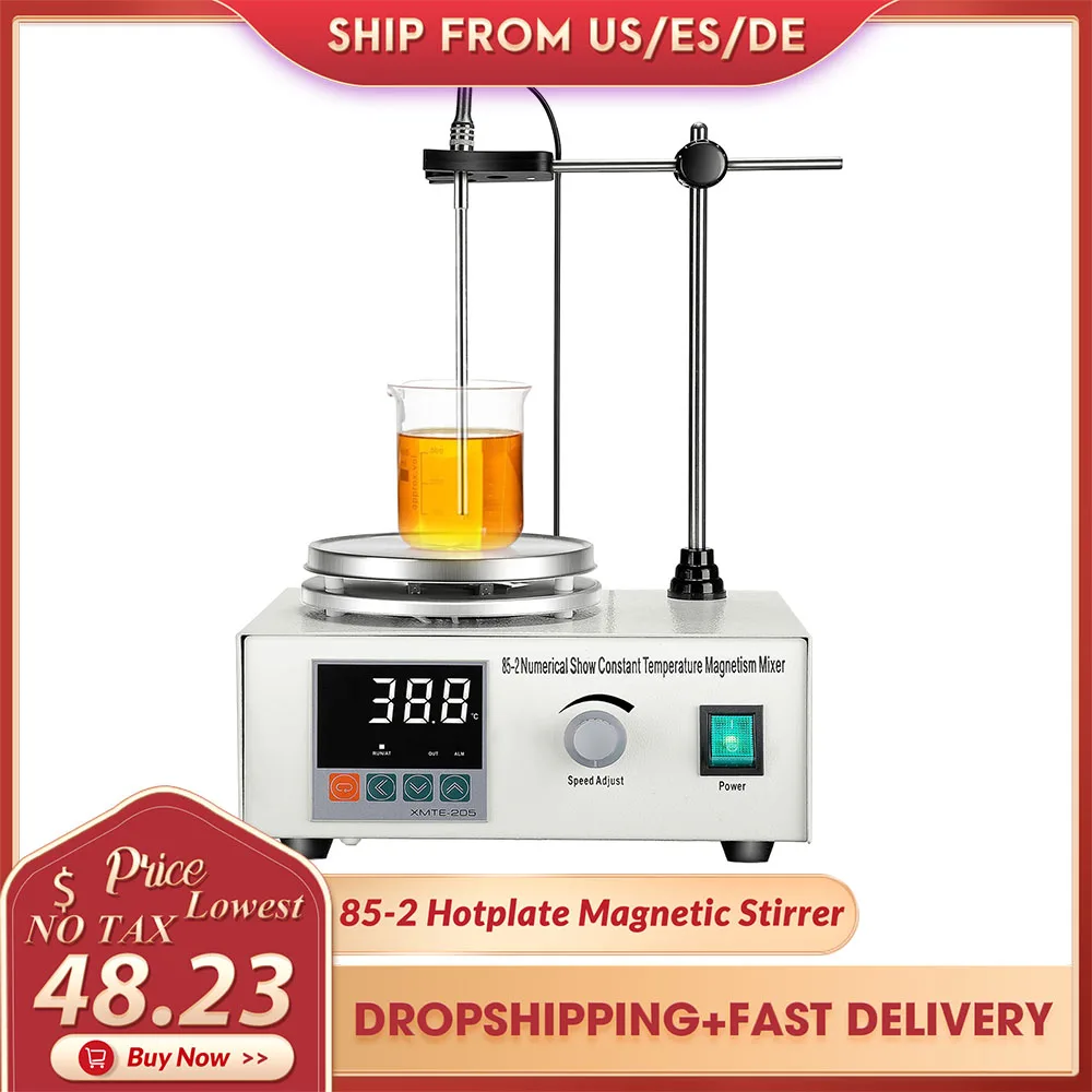 Magnetic Stirrer 85-2 Hotplate Mixer 2000ML 2400 RPM Lab Heating Plate Stirrers with Digital Temperature Display Speed Adjusti