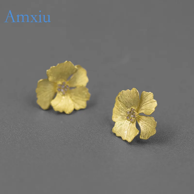Фото Оригинальный дизайн Amxiu: серьги-гвоздики в виде цветка пиона во французском стиле из медного сплава, высококачественные, вдохновленные сюжетом «Сон в летнюю ночь», нишевые серьги-гвоздики. №1