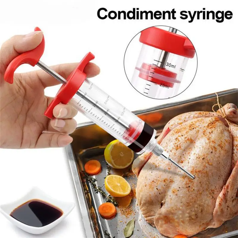 

Stainless Steel Spice Syringe Marinade Injector Flavor Syringe Cooking Meat Poultry Turkey Chicken Food Grade Kitchen BBQ Tools