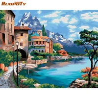ruopoty diy painting by numbers seaside paint by numbers for adult picture frames wall photo digital painting canvas 40x50cm