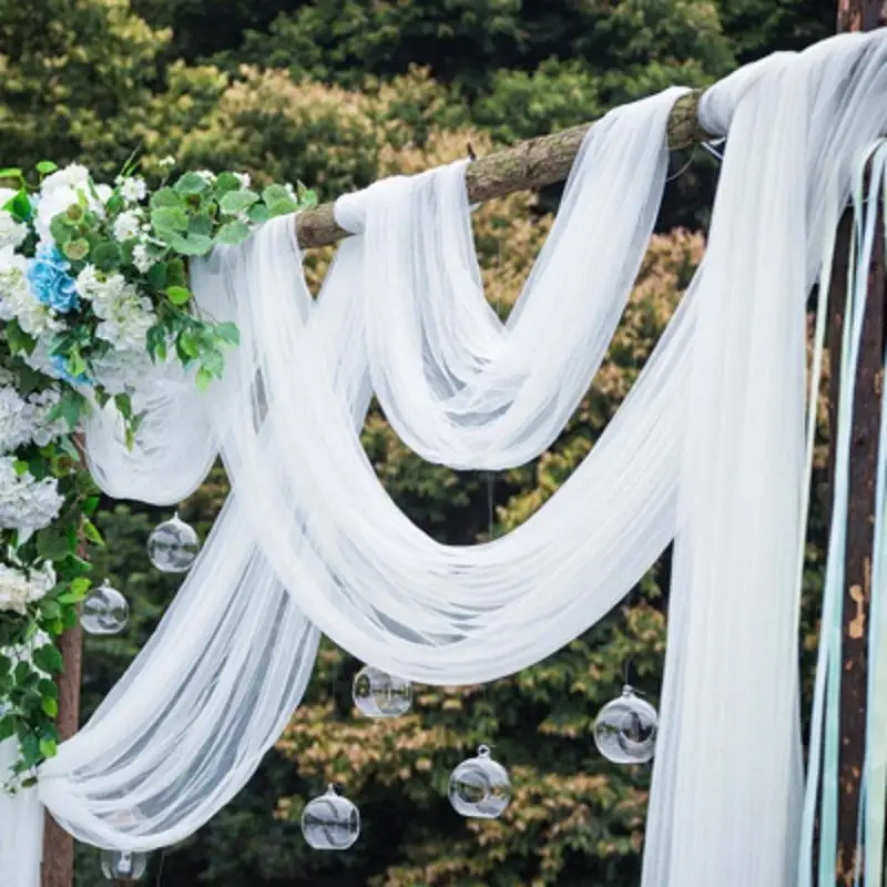 

1m Wedding Decoration Tulle Roll Crystal Organza Sheer Fabric For Birthday Party Backdrop Wedding Chair Sashes Decor Yarn