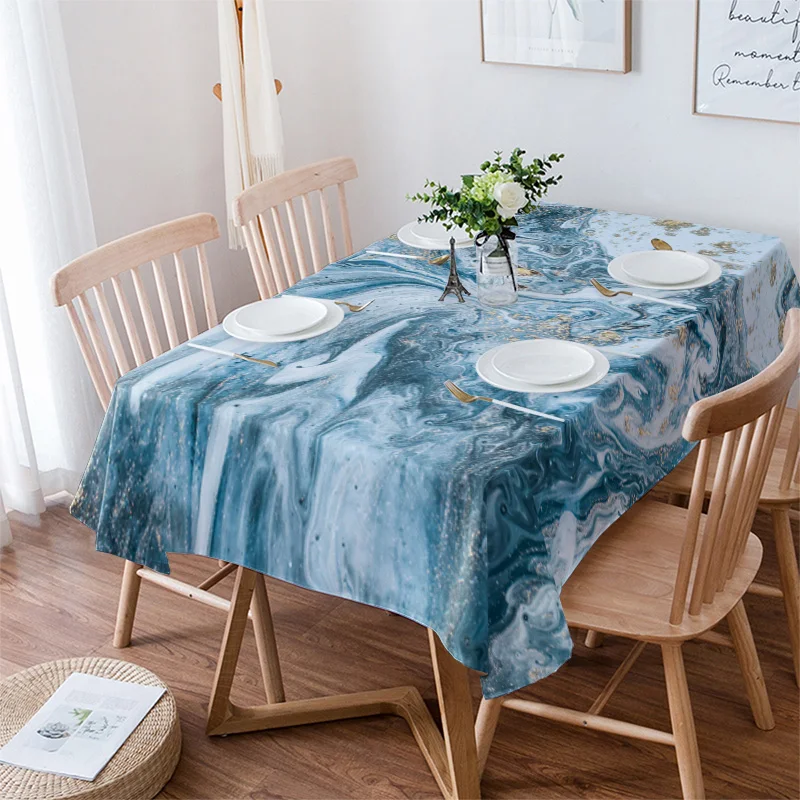 

Marble Texture Blue Tablecloths Waterproof Kitchen Items Coffee Table For living Room Home Decor Dining Table Nappe De Table