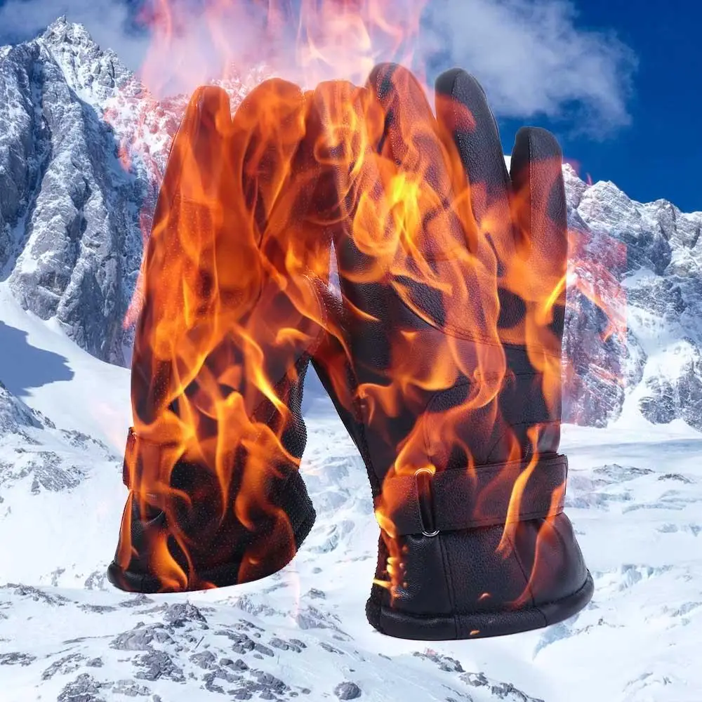 

Перчатки мужские зимние из экокожи с защитой от ветра и сенсорным экраном