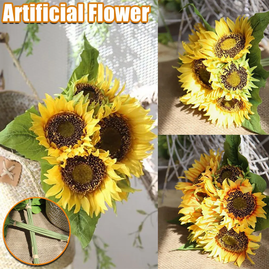 Long Vase Wwedding Artificial Bouquets Sunflowers Of Bouquet Flowers Flowers Artificial flowers Fall Center Pieces for Home