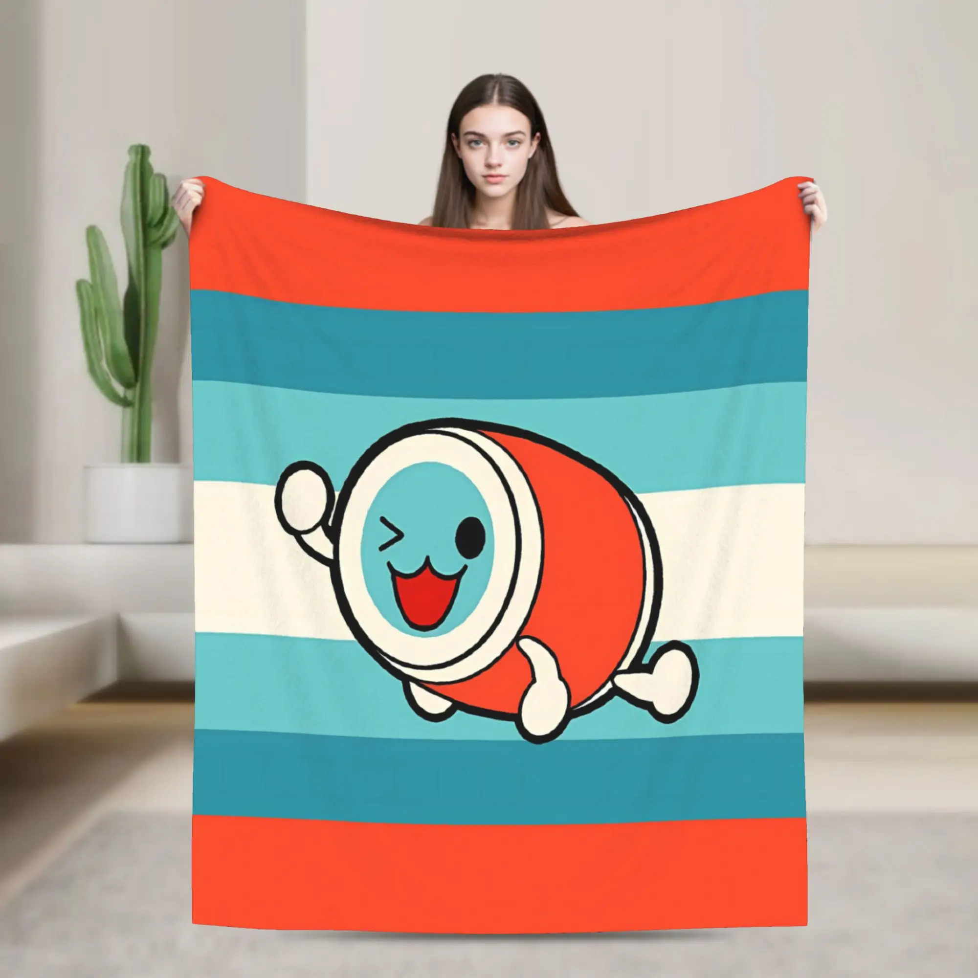 Фото Супертеплое декоративное одеяло Taiko no Tatsujin, плед из фланели для спальни, модное покрывало для дивана и кровати.