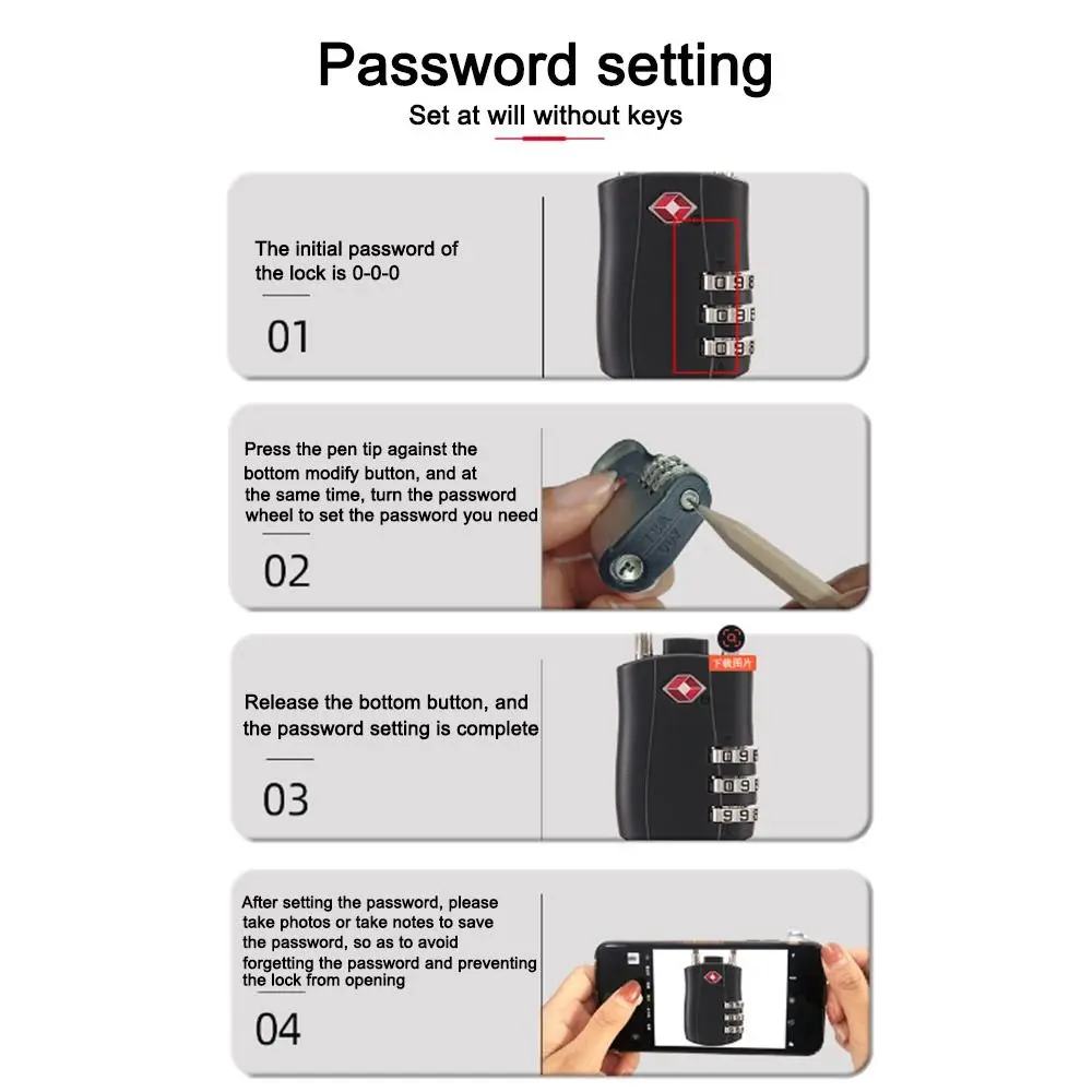 Портативный 3-значный кодовый замок TSA Противоугонный инструмент для