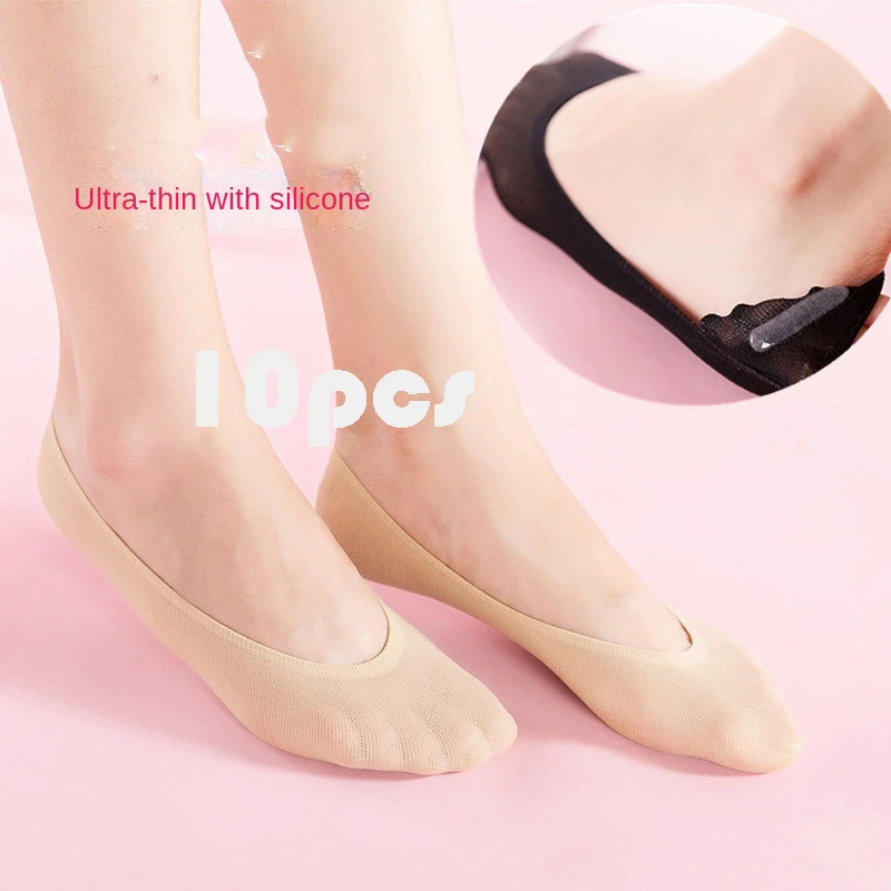 

10pcs Popsocket Calcetines De La Mujer Candy Invisible Boat Socks Shallow Heel with Non-Slip Silicone Ultra-thin Korean Women