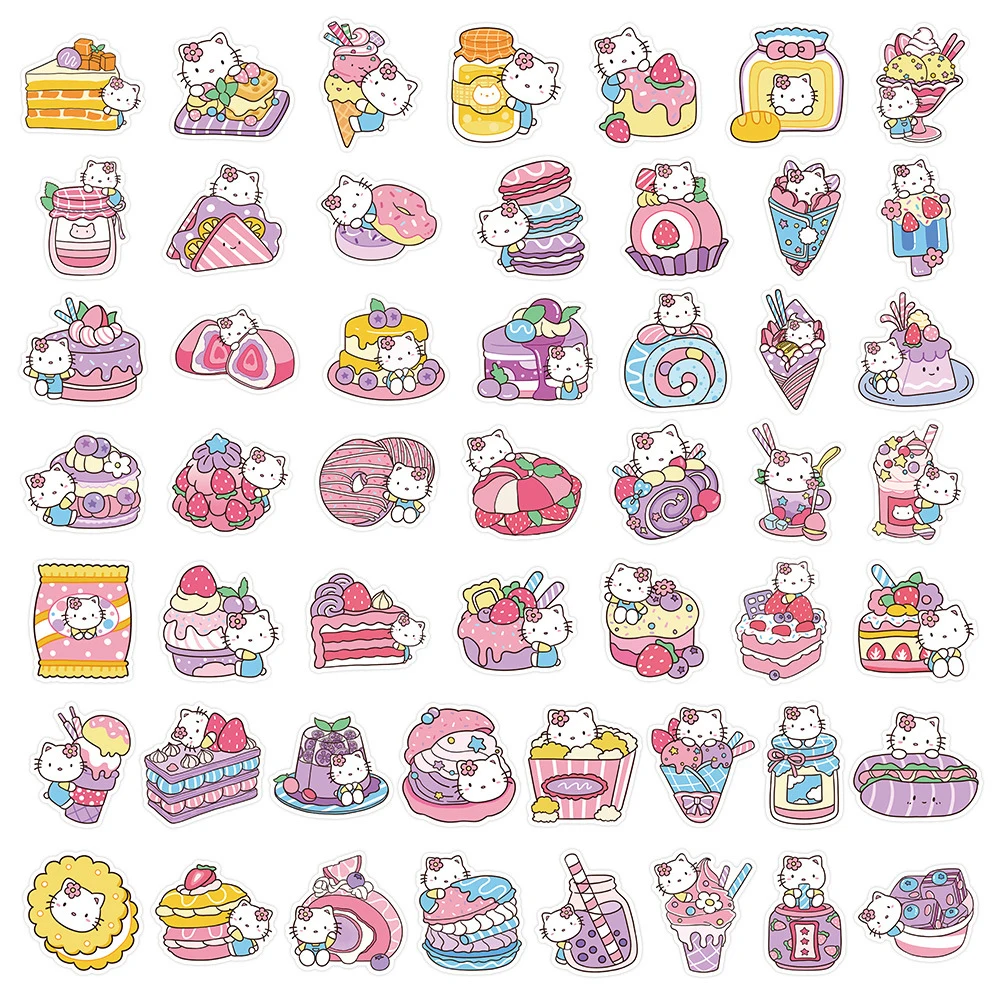 10/30/50/100 шт. милая забавная еда Hello Kitty наклейки на торт Кавайный мультфильм Санрио