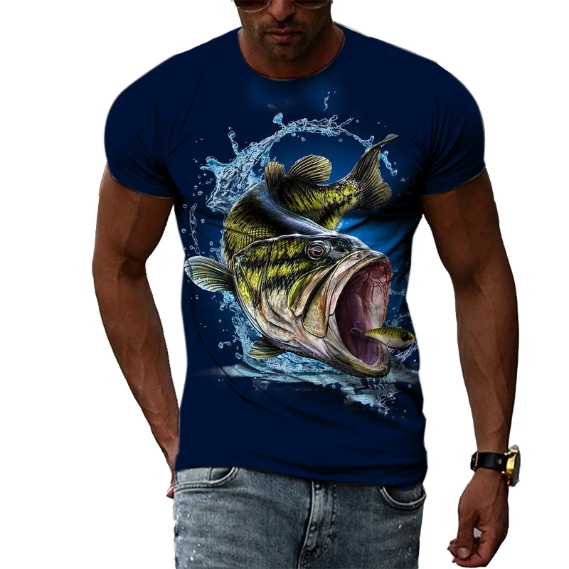 

Summer Men Hip Hop Fishing Graphic T Shirts Hip Hop Casual Tees Fun Fish Harajuku Funny Fishing Fashion O Neck Short Sleeve