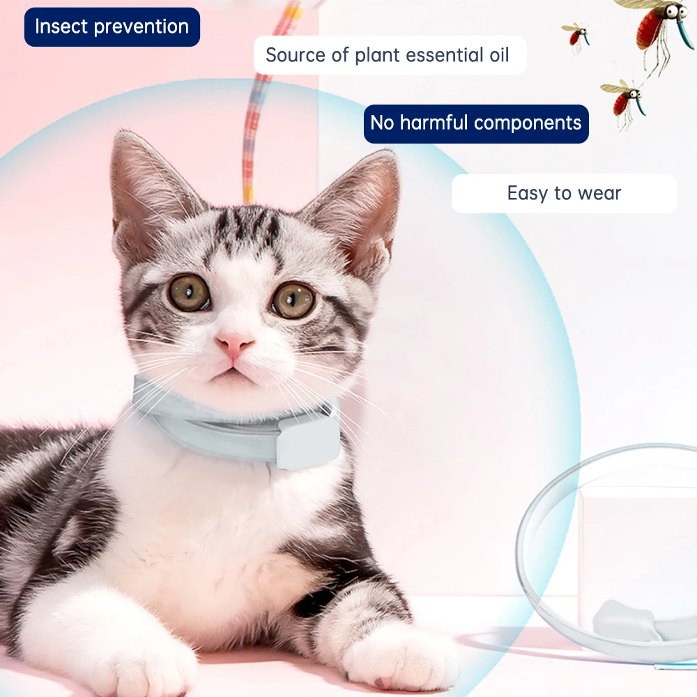 Регулируемый ошейник от комаров и блох для собак кошек до 8 месяцев насекомых |