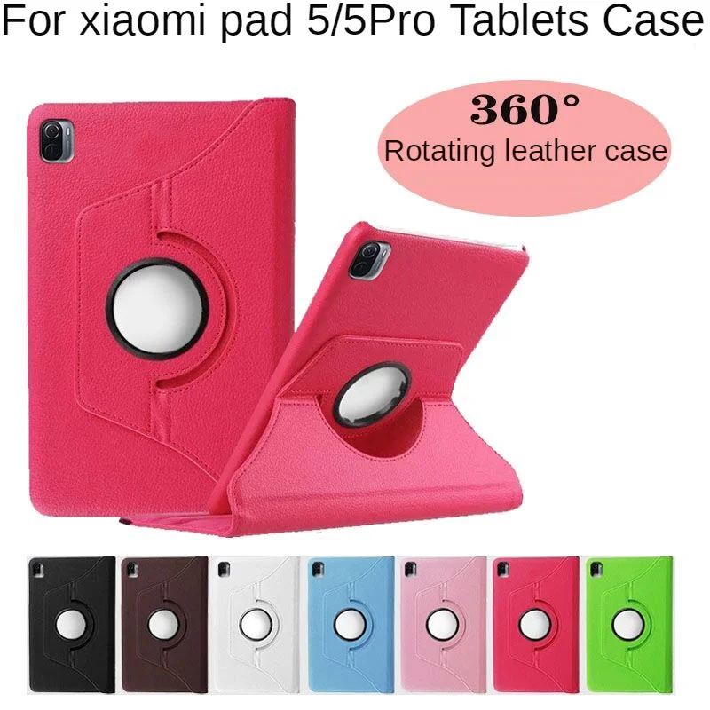 For xiaomi pad 5 case 360 Degree Rotating Stand Tablet Cover For mi pad 5 case PU Leather Stand Cover For xiaomi pad 5 Pro чехол