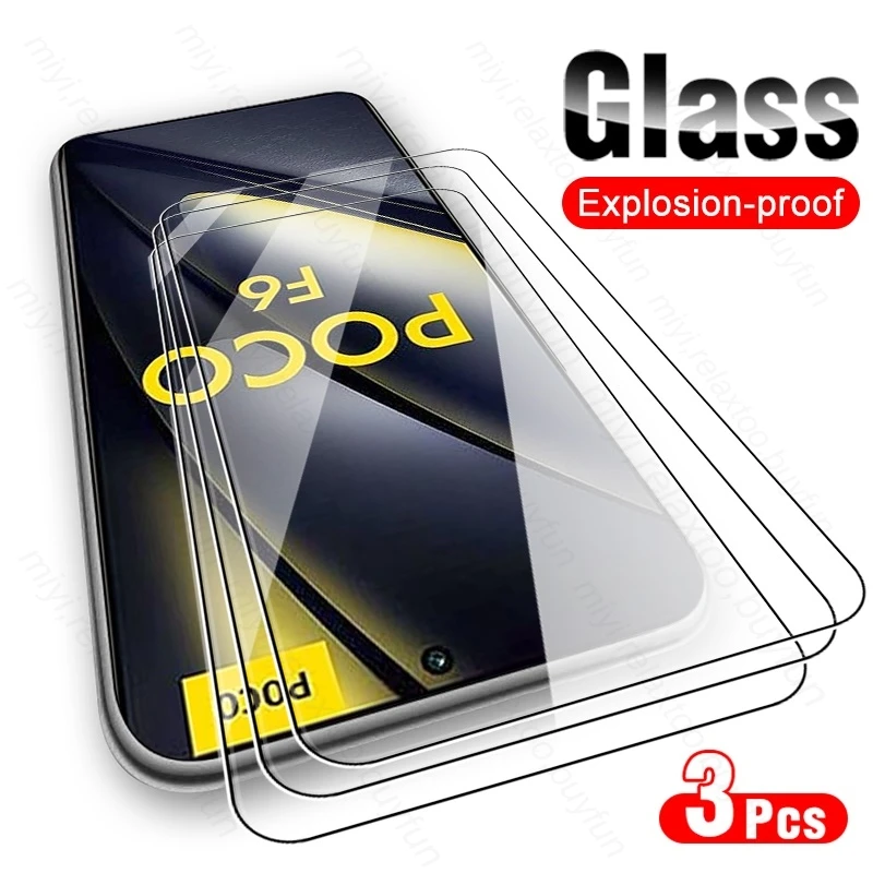 Чехол F6poco 3 шт. закаленное стекло 9H для Xiaomi PocoF6 Poco F6 F 6 5G HD Защитная пленка экрана на